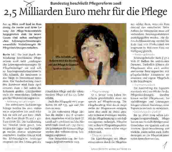 Vorschauseite 1: 2,5 Milliarden Euro mehr für die Pflege