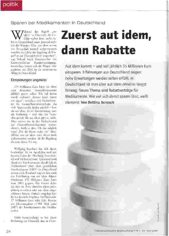 Vorschauseite 1: Zuerst aut idem, dann Rabatte