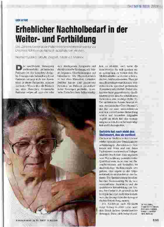 Vorschauseite 1: Erheblicher Nachholbedarf in der Weiterund Fortbildung
