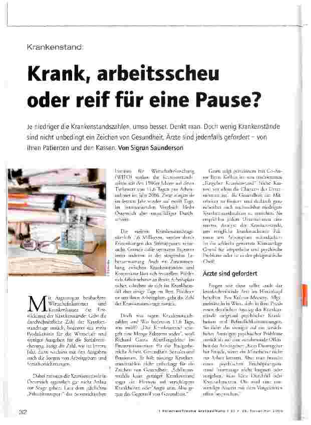 Vorschauseite 1: Krank, arbeitsscheu oder reif für eine Pause?