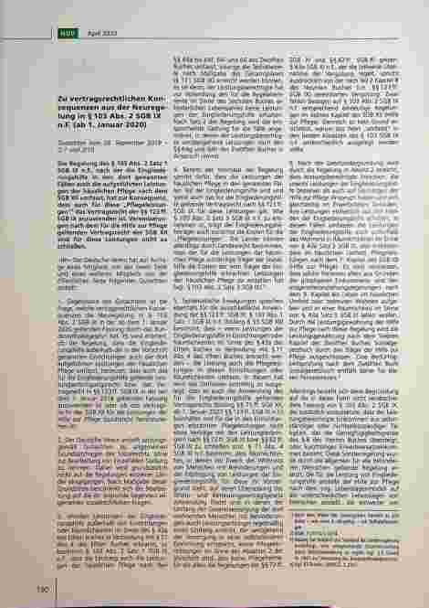 Vorschauseite 1: Gutachten zu vertragsrechtlichen Konsequenzen aus der Neuregelung in § 103 Abs. 2 SGB IX n.F. (ab 1. Januar 2020).