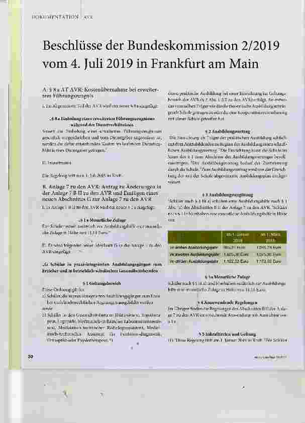 Vorschauseite 1: Beschlüsse der Bundeskommission 2/2019 vom 4. Juli 2019 in Frankfurt am Main