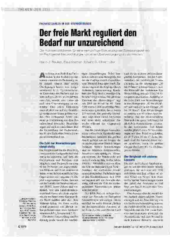 Vorschauseite 1: Der freie Markt reguliert den Bedarf nur unzureichend