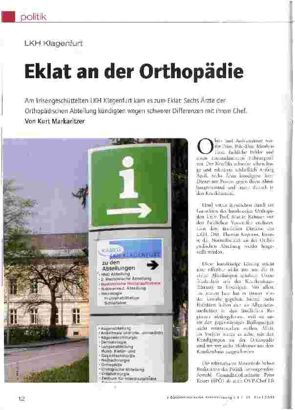 Vorschauseite 1: Eklat an der Orthopädie