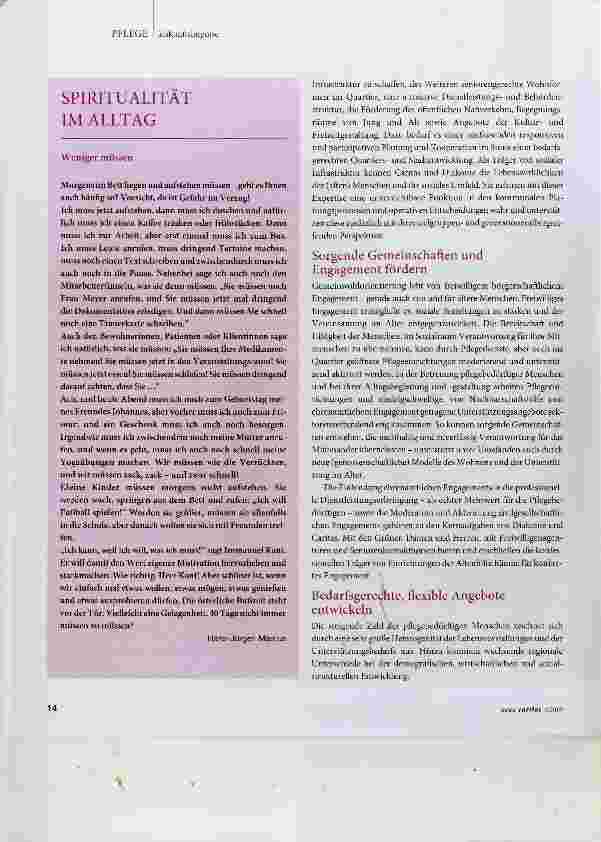 Vorschauseite 2: Mit sorgenden Gemeinschaften und Pflegenetzwerken die Zukunft stemmen