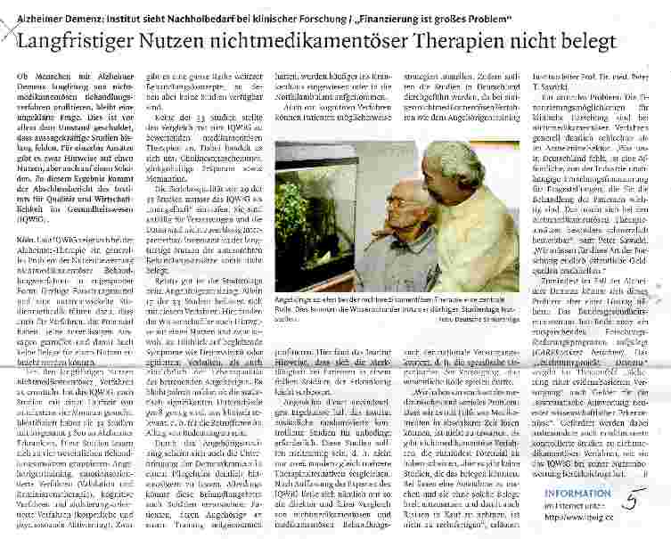 Vorschauseite 1: Langfristiger Nutzen nichtmedikamentöser Therapien nicht belegt