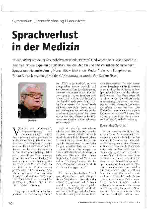 Vorschauseite 1: Sprachverlust in der Medizin