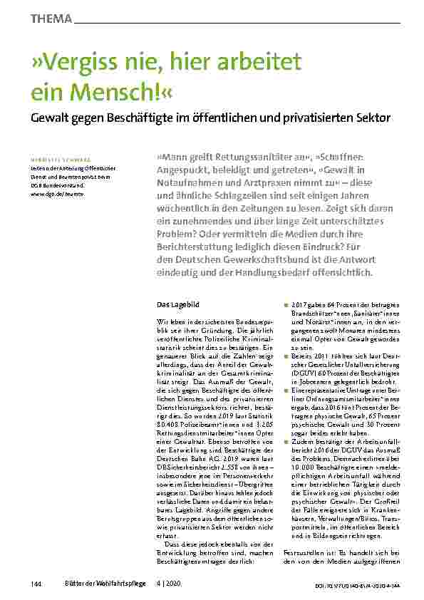 Vorschauseite 1: »Vergiss nie, hier arbeitet ein Mensch!« Gewalt gegen Beschäftigte im öffentlichen und privatisierten Sektor