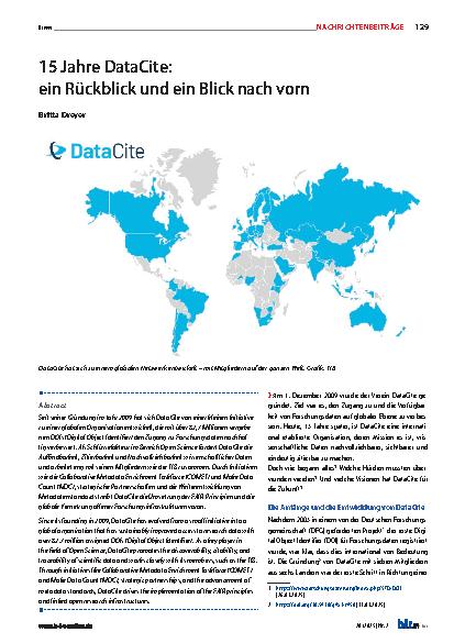Vorschauseite 1: 15 Jahre DataCite: ein Rückblick und ein Blick nach vorn