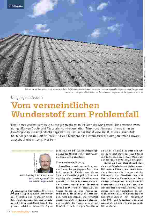 Vorschauseite 1: Umgang mit Asbest: Vom vermeintlichen Wunderstoff zum Problemfall