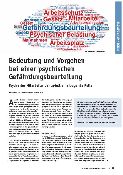Vorschauseite 1: Bedeutung und Vorgehen bei einer psychischen Gefährdungsbeurteilung. Die Psyche der Mitarbeitenden spielt eine tragende Rolle.