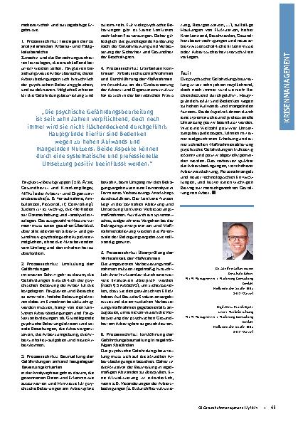 Vorschauseite 3: Bedeutung und Vorgehen bei einer psychischen Gefährdungsbeurteilung. Die Psyche der Mitarbeitenden spielt eine tragende Rolle.