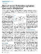 Vorschauseite 1: "Menschen mit Behinderung haben eben auch Fähigkeiten."