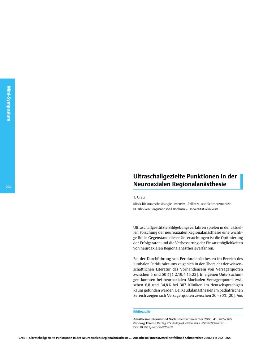Vorschauseite 1: Ultraschallgezielte Punktionen in der Neuroaxialen Regionalanästhesie
