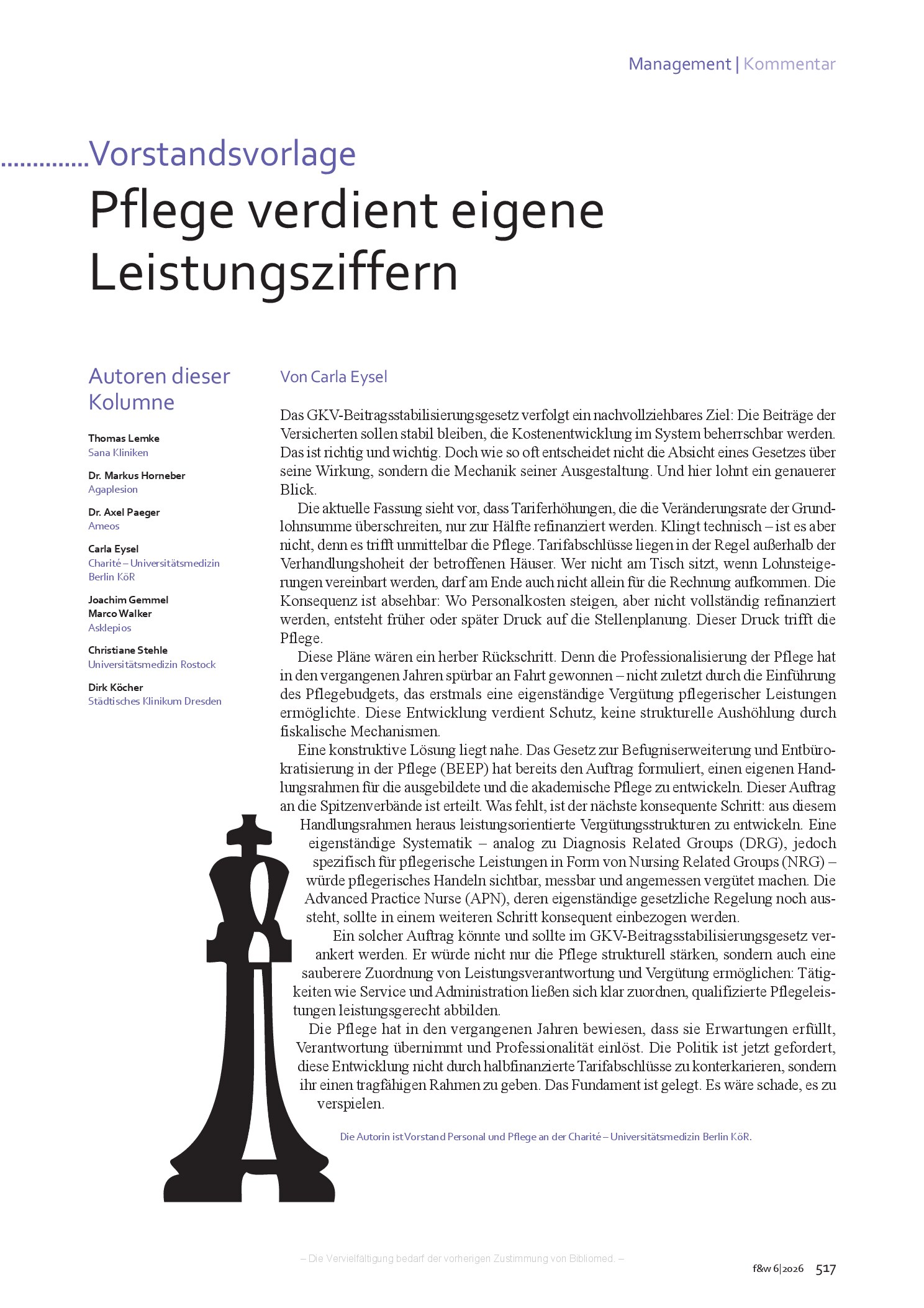 Vorschauseite 1: Pflege verdient eigene Leistungsziffern