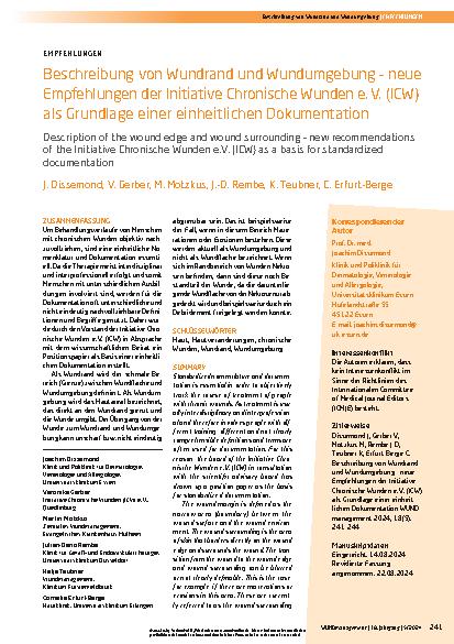 Vorschauseite 1: Beschreibung von Wundrand und Wundumgebung – neue Empfehlungen der Initiative Chronische Wunden e. V. (ICW) als Grundlage einer einheitlichen Dokumentation