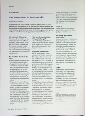 Vorschauseite 1: Kein Zusatznutzen für Andexanet alfa