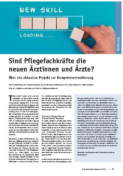 Vorschauseite 1: Sind Pflegefachkräfte die neuen Ärztinnen und Ärzte? Über ein aktuelles Projekt zur Kompetenzerweiterung.