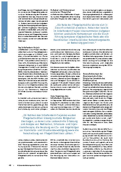 Vorschauseite 2: Sind Pflegefachkräfte die neuen Ärztinnen und Ärzte? Über ein aktuelles Projekt zur Kompetenzerweiterung.