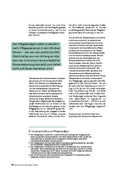 Vorschauseite 3: Alles daransetzen, das Pflegebudget möglichst lange zu erhalten