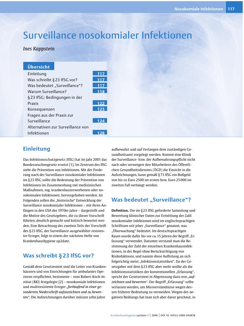 Vorschauseite 1: Surveillance nosokomialer Infektionen
