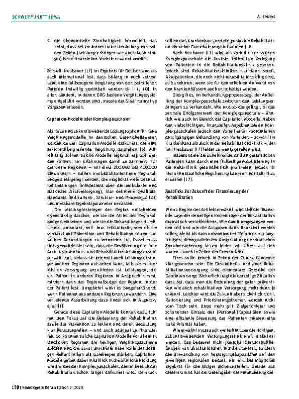 Vorschauseite 4: Die zukünftige Rolle der Rehabilitation und deren Finanzierung: Alte und neue Fragen – mit und ohne Corona-Krise