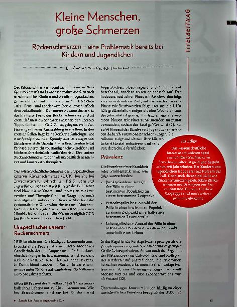 Vorschauseite 2: Kleine Menschen, große Schmerzen: Rückenschmerzen, eine Problematik bereits bei Kindern und Jugendlichen.