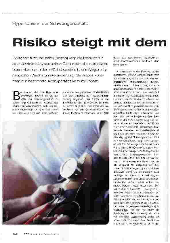 Vorschauseite 1: Risiko steigt mit dem Alter