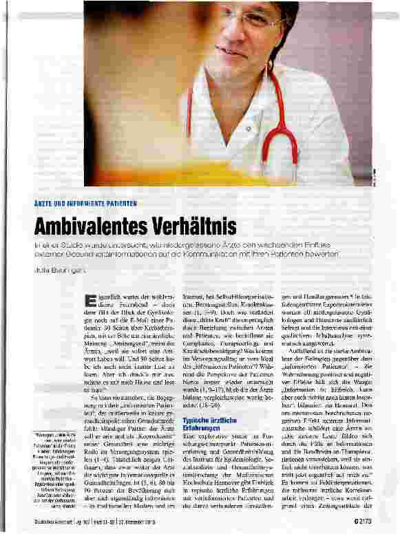 Vorschauseite 1: ÄRZTE UND INFORMIERTE PATIENTENAmbivalentes Verhältnis