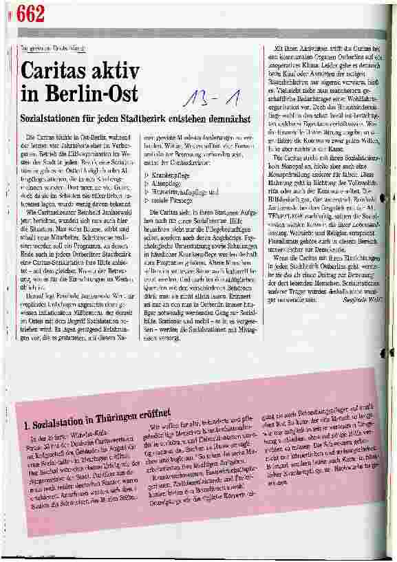 Vorschauseite 1: Caritas aktiv in Berlin-Ost