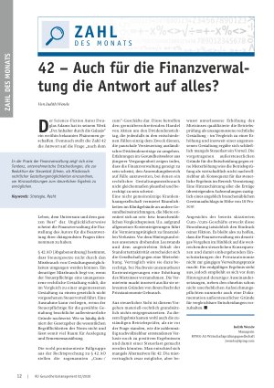 Vorschauseite 1: 42 – Auch für die Finanzverwaltung die Antwort auf alles?