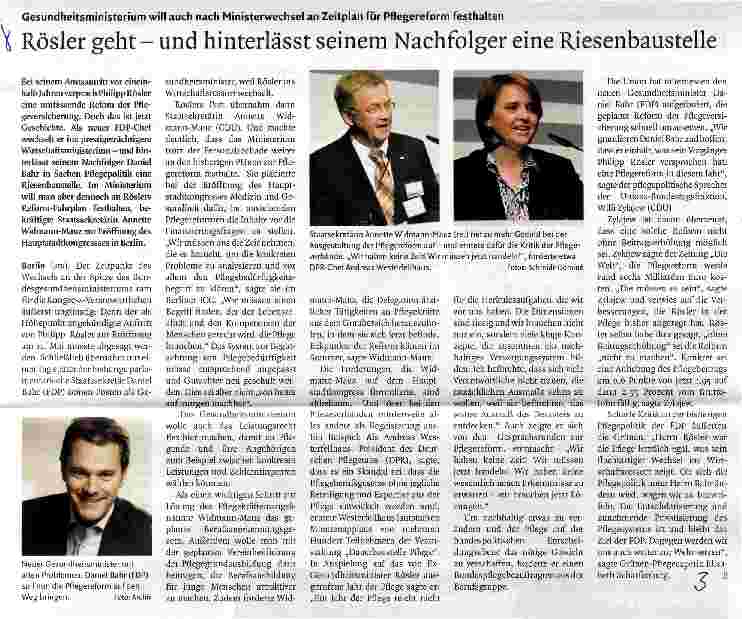 Vorschauseite 1: Rösler gehtund hinterlässt seinem Nachfolger eine Riesenbaustelle