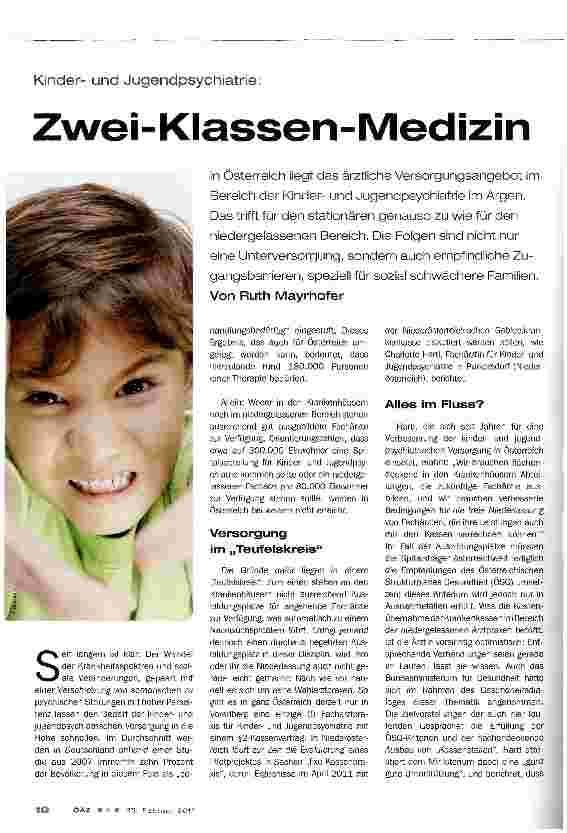 Vorschauseite 1: Kinderund Jugendpsychiatrie: Zwei-Klassen-Medizin