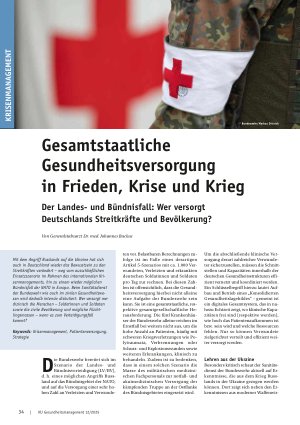 Vorschauseite 1: Gesamtstaatliche Gesundheitsversorgung in Frieden, Krise und Krieg