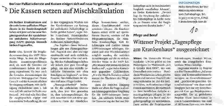 Vorschauseite 1: Die Kassen setzen auf Mischkalkulation