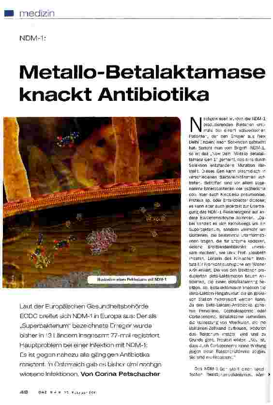 Vorschauseite 1: Metallo-Betalaktamase knackt Antibiotika