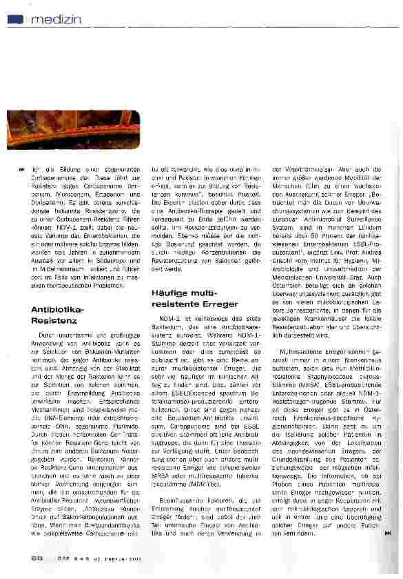 Vorschauseite 2: Metallo-Betalaktamase knackt Antibiotika