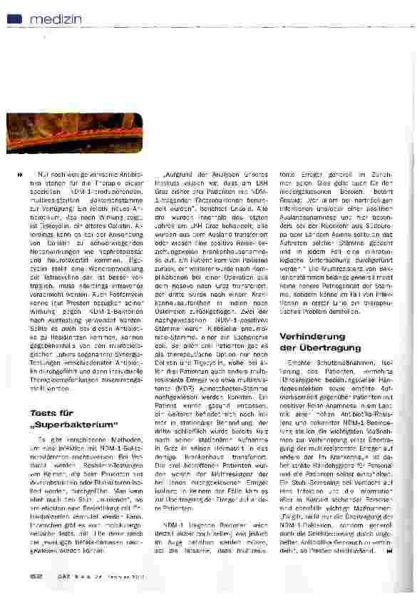 Vorschauseite 3: Metallo-Betalaktamase knackt Antibiotika