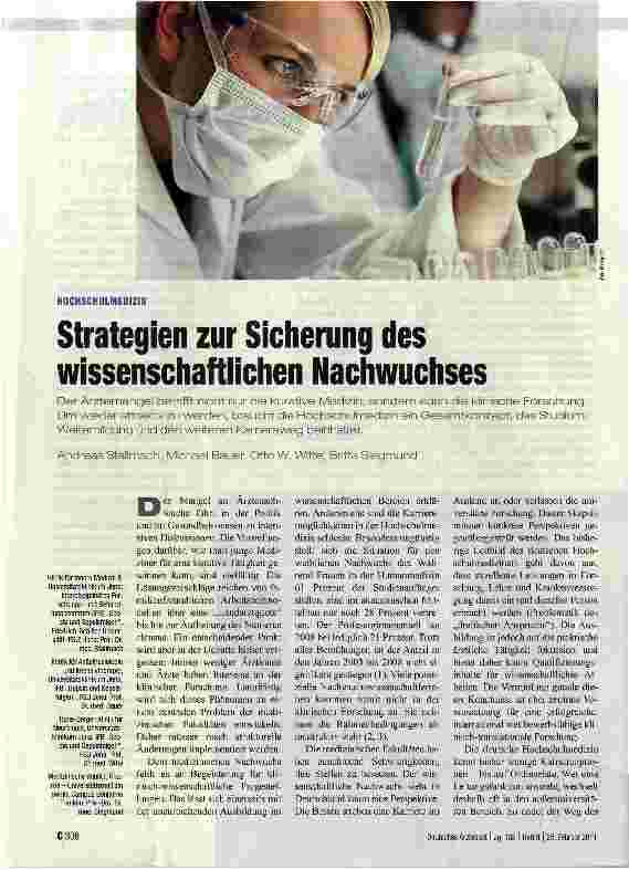 Vorschauseite 1: HOCHSCHULMEDIZINStrategien zur Sicherung des wissenschaftlichen Nachwuchses