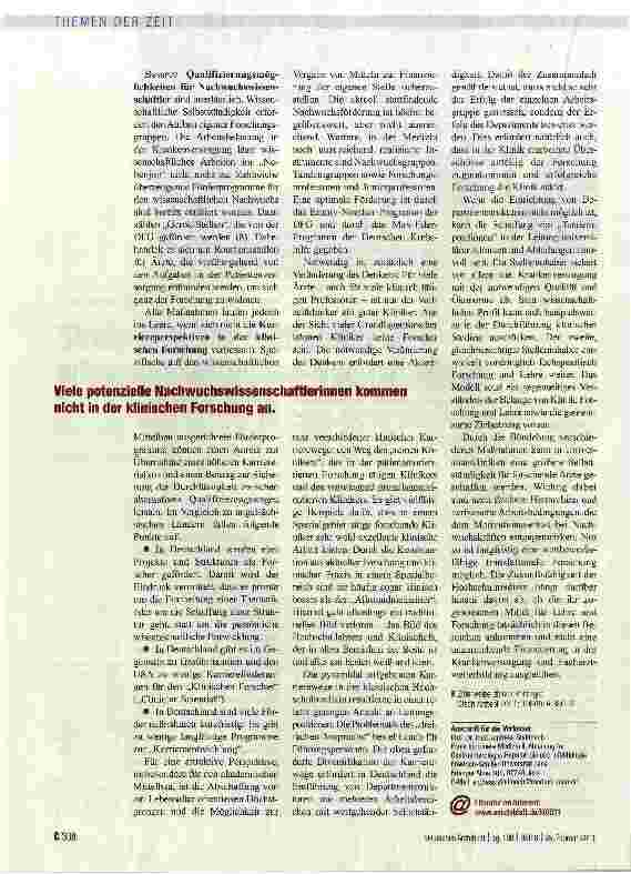 Vorschauseite 3: HOCHSCHULMEDIZINStrategien zur Sicherung des wissenschaftlichen Nachwuchses
