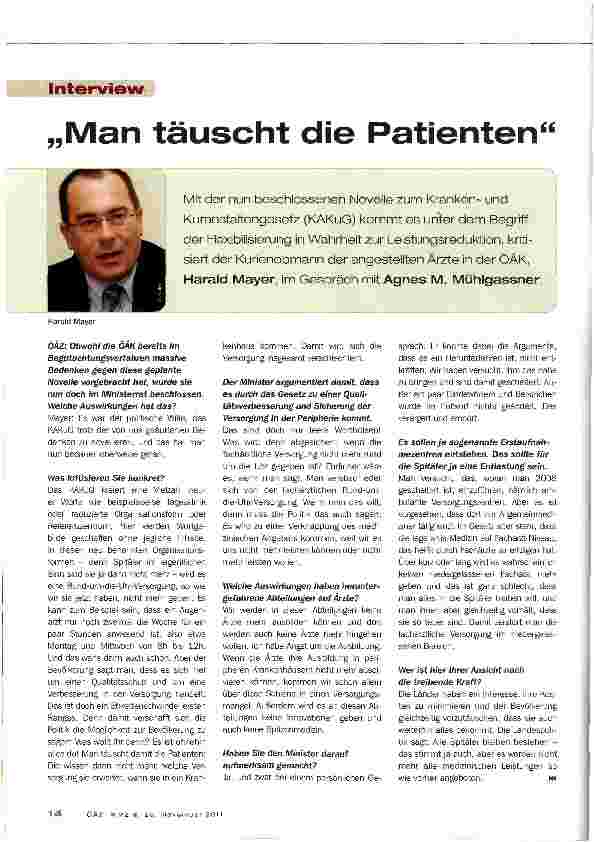 Vorschauseite 1: „Man täuscht die Patienten