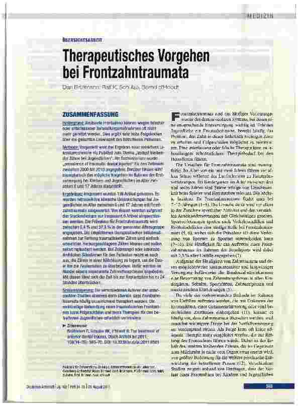 Vorschauseite 1: Therapeutisches Vorgehen bei Frontzahntraumata