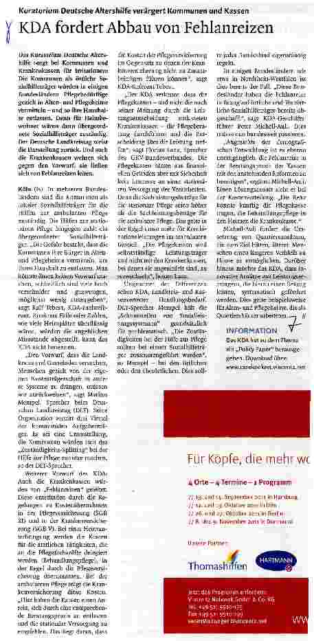 Vorschauseite 1: KDA fordert Abbau von Fehlanreizen