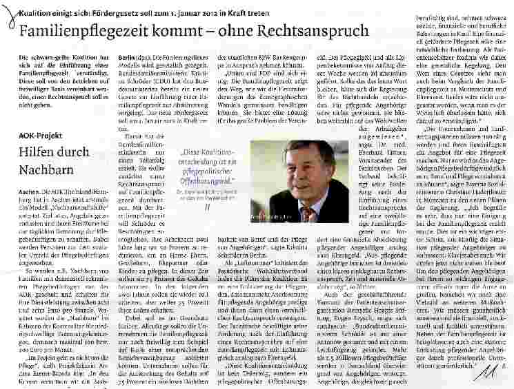 Vorschauseite 1: Familienpflegezeit kommt - ohne Rechtsanspruch