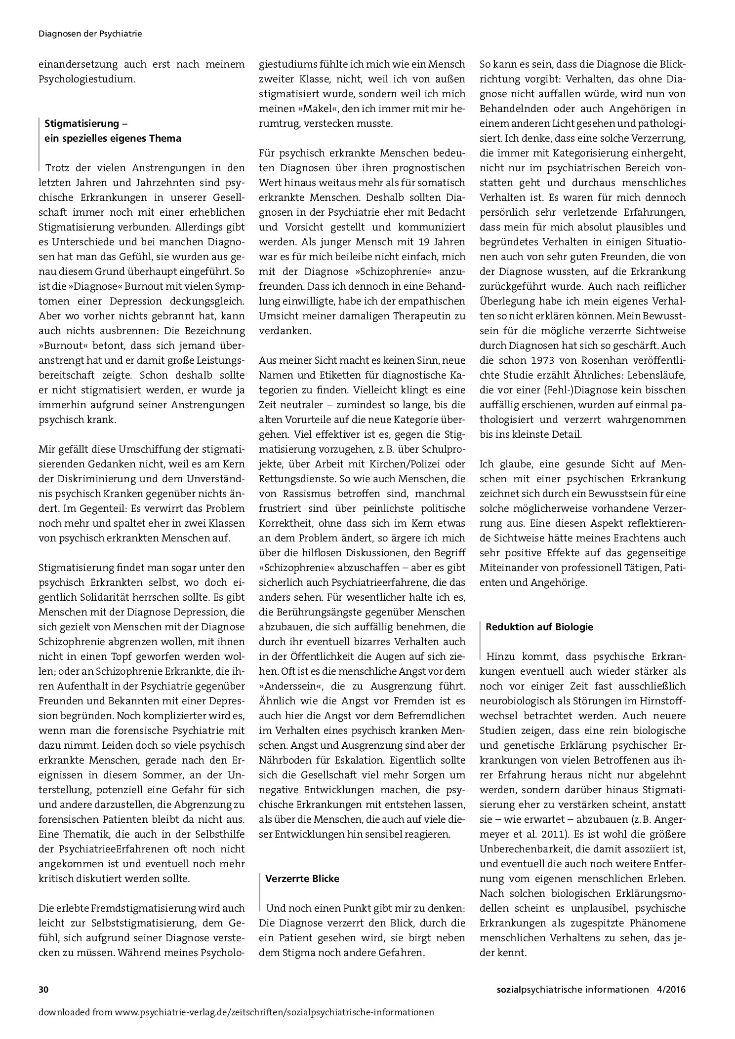 Vorschauseite 2: Zum Nutzen und Risiko von Diagnosen in der Psychiatrie