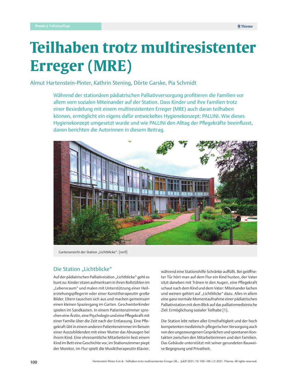 Vorschauseite 1: Teilhaben trotz multiresistenter Erreger (MRE)