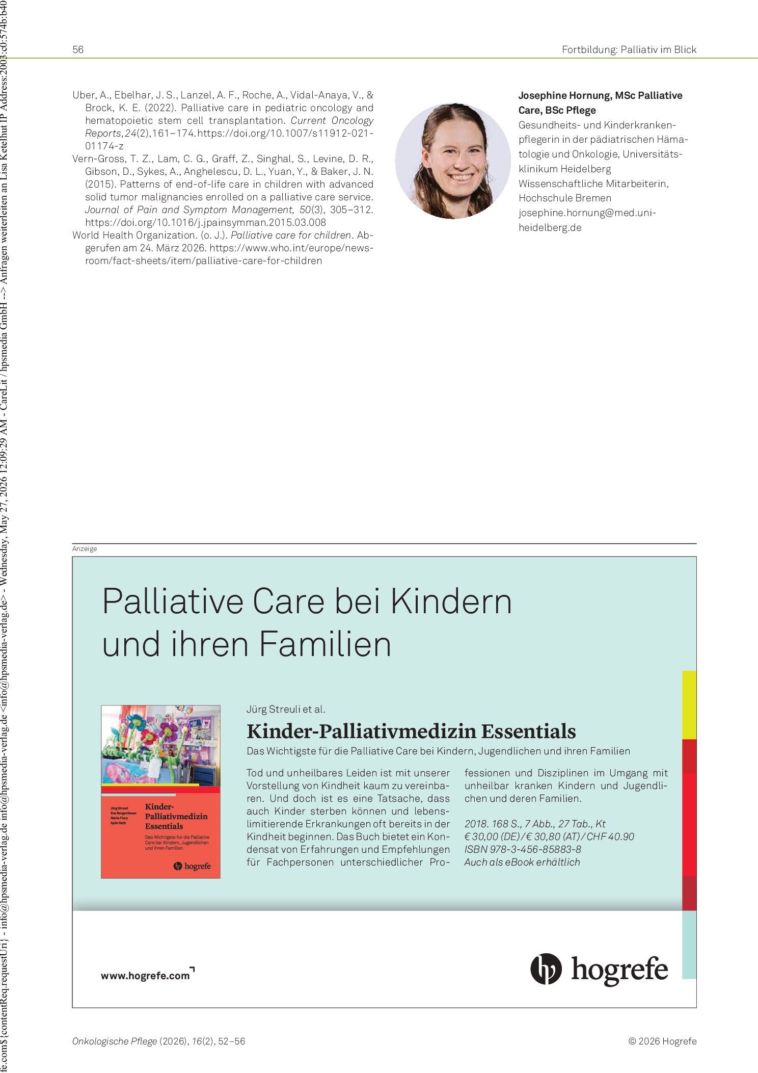 Vorschauseite 5: Palliative Care in der pädiatrischen Onkologie