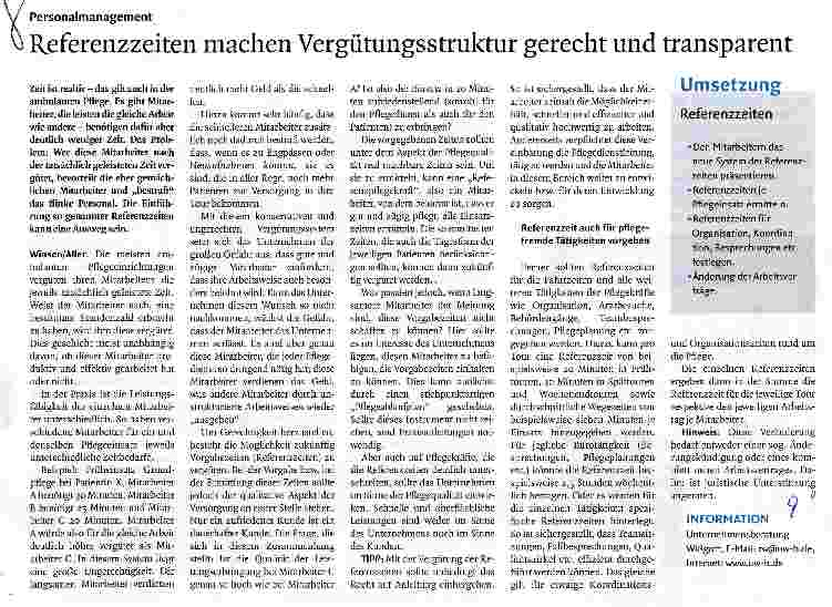 Vorschauseite 1: Referenzzeiten machen Vergütungsstruktur gerecht und transparent