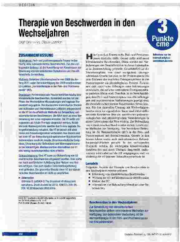 Vorschauseite 1: Therapie von Beschwerden in den Wechseljahren