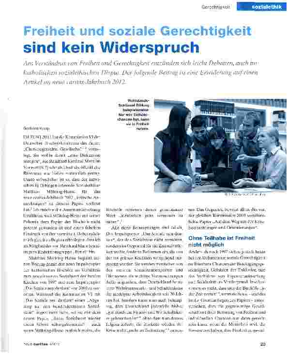 Vorschauseite 1: Freiheit und soziale Gerechtigkeit sind kein Widerspruch